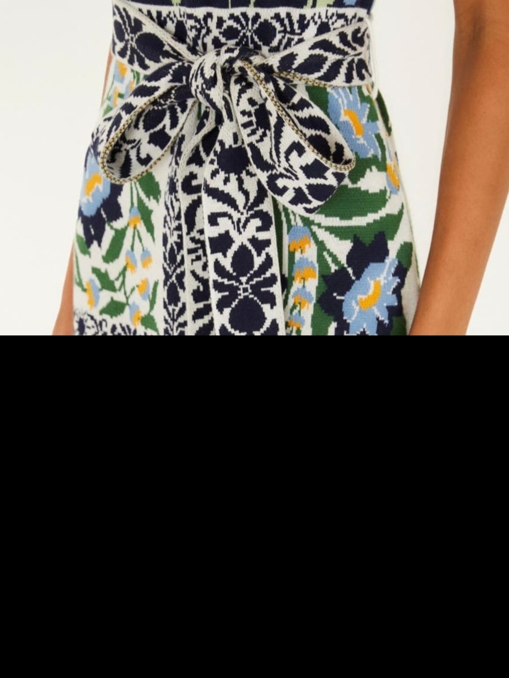 FARM Rio Navy, Blue and Green Floral Patchwork Midi Dress - Picture 5 of 5